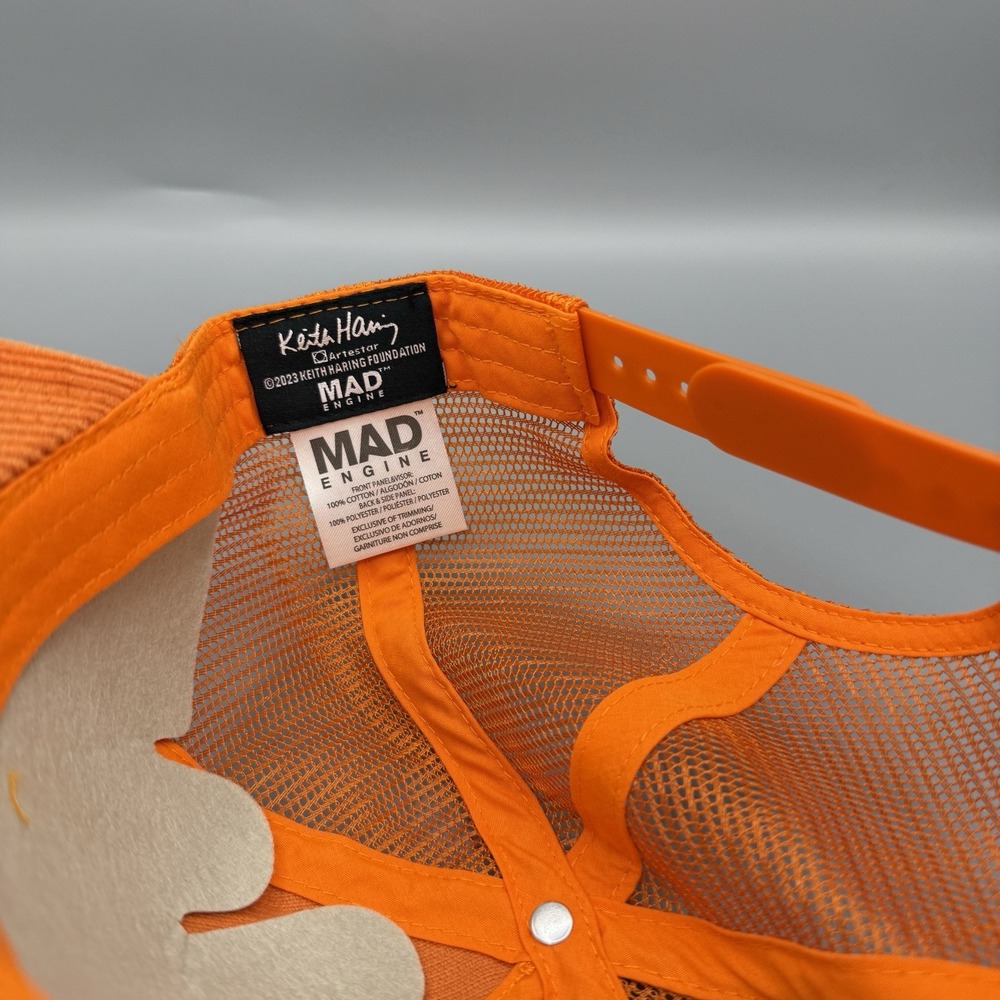 Keith Haring X Hat Cap Orange Mad Engine Corduroy Mesh Trucker Snapback‎ Mens - Picture 9 of 10